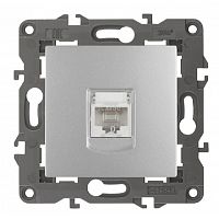 Розетка компьютерная без рамки Эра Elegance 1-м. RJ45 5e алюминий картинка